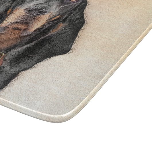 Black & Tan Coonhound Malerei - Original Hunde Kun Schneidebrett (Ecke)