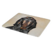 Black & Tan Coonhound Malerei - Original Hunde Kun Schneidebrett (Ecke)