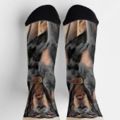 Black & Tan Coonhound Malerei - Original Hunde Kun Socken (Oben)