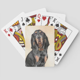 Black & Tan Coonhound Malerei - Original Hunde Kun Spielkarten