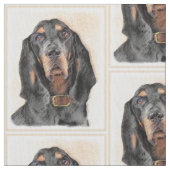 Black & Tan Coonhound Malerei - Original Hunde Kun Stoff (Nahaufnahme)