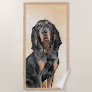 Black & Tan Coonhound Malerei - Original Hunde Kun Strandtuch