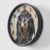 Black & Tan Coonhound Malerei - Original Hunde Kun Uhr (Winkel)
