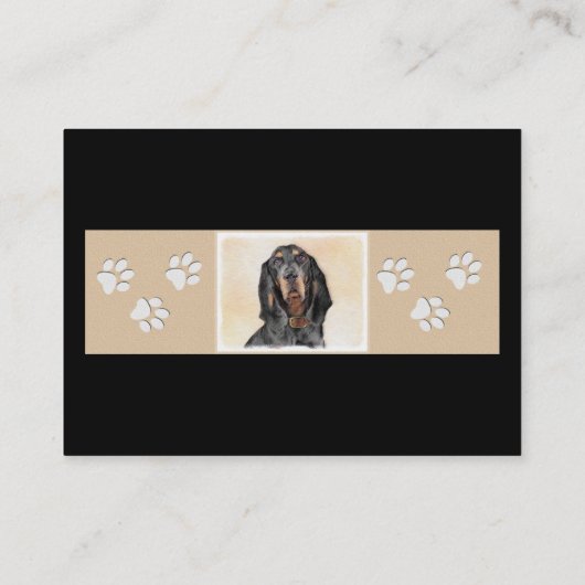 Black & Tan Coonhound Malerei - Original Hunde Kun Visitenkarte (Rückseite)