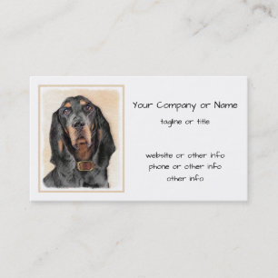 Black & Tan Coonhound Malerei - Original Hunde Kun Visitenkarte