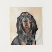 Black & Tan Coonhound Malerei - Original Hunde Kun Wandteppich (Vorderseite)