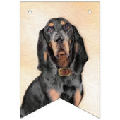 Black & Tan Coonhound Malerei - Original Hunde Kun Wimpelkette (Dritte Fahne)