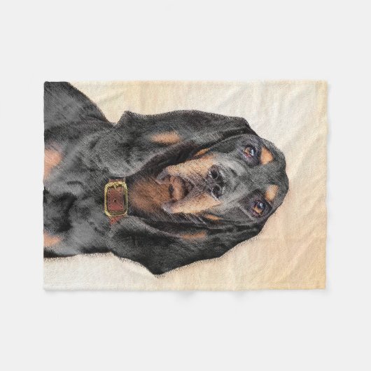 Black & Tan Coonhound Painting - Original Hund Kun Fleecedecke (Vorderseite (Horizontal))