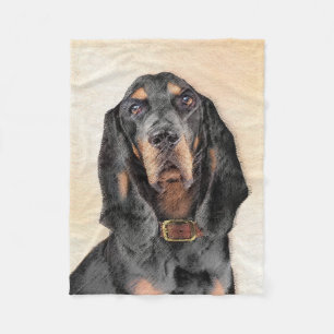 Black & Tan Coonhound Painting - Original Hund Kun Fleecedecke