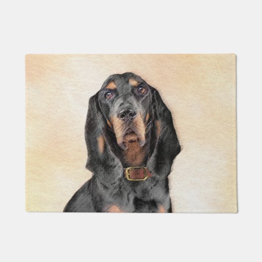 Black & Tan Coonhound Painting - Original Hund Kun Fußmatte (Vorderseite)
