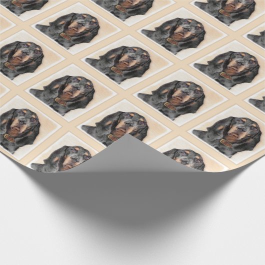 Black & Tan Coonhound Painting - Original Hund Kun Geschenkpapier (Ecke)