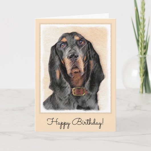 Black & Tan Coonhound Painting - Original Hund Kun Karte (Vorderseite)