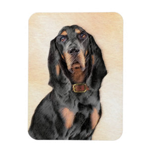 Black & Tan Coonhound Painting - Original Hund Kun Magnet