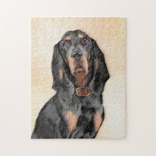 Black & Tan Coonhound Painting - Original Hund Kun Puzzle