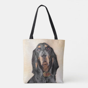 Black & Tan Coonhound Painting - Original Hund Kun Tasche