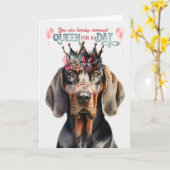 Black Tan Coonhound Queen for Day Funny Birthday Karte (Gelbe Blume)