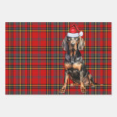 Black Tan Coonhound Weihnachtsfeiertag Kariert Geschenkpapier Set (Vorderseite)