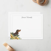 Black Tan Dachshund Sunflower Eucalyptus Mitteilungskarte (Vorderseite/Rückseite Beispiel)