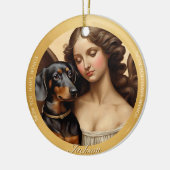 Black Tan Dackel Art Foto Weihnachten Keramik Ornament (Links)