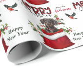 Black Tan Dackel Hund in Weihnachtsgeschenktasche Geschenkpapier (Rolleneckpunkt)