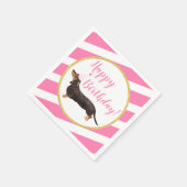 Black Tan Dackel Pink Girl Geburtstag Serviette (Ecke)