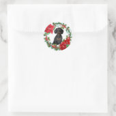 Black Tan Dackel Poinsettia Holiday Wreath Runder Aufkleber (Tasche)