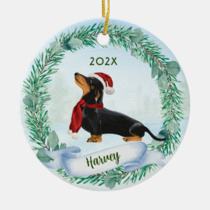 Black & Tan Dackel Wurst Hund Weihnachtsschrei Keramik Ornament