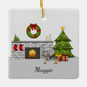 Black & Tan Dapple Smooth Coat Dackel Weihnachten Keramikornament