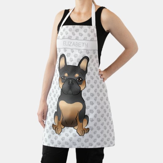 Black & Tan French Bulldog / Frenchie Dog & Name Schürze (InSitu)