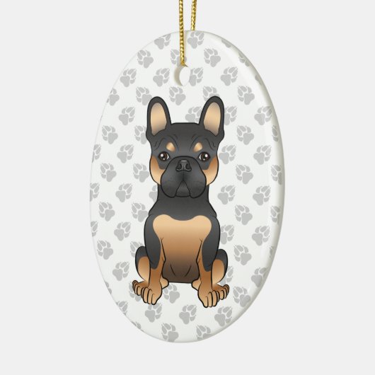 Black & Tan French Bulldog / Frenchie Dog & Text Keramik Ornament (Links)