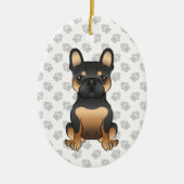 Black & Tan French Bulldog / Frenchie Dog & Text Keramik Ornament (Vorne)