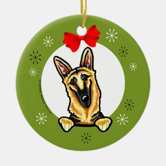 Black Tan German Shepherd Christmas Classic Keramikornament (Vorne)