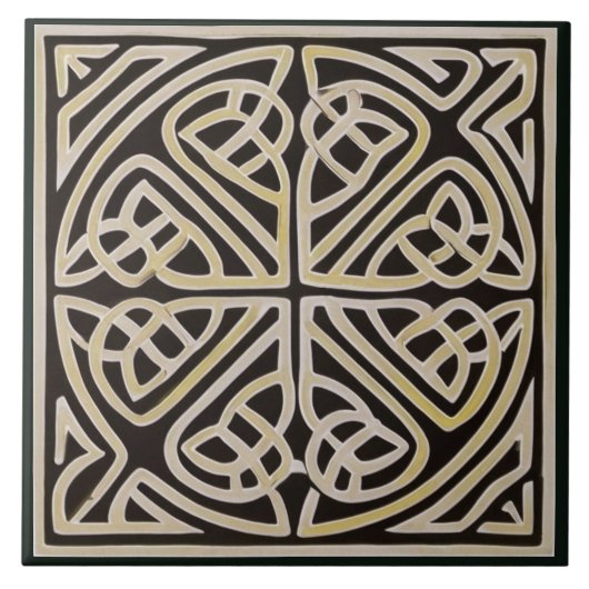 Black & Tan Irish Celtic Keramik Tile Fliese (Vorderseite)
