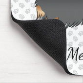 Black & Tan Long Hair Dackel Cartoon Dog & Name Mousepad (Ecke)