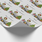 Black & Tan Long Hair Dackel - Weihnachtssaal Geschenkpapier (Ecke)