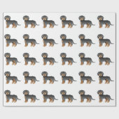Black & Tan Mini Goldendoodle Cartoon Dog Muster Geschenkpapier (Flach)