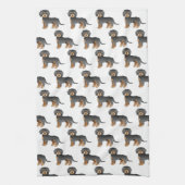 Black & Tan Mini Goldendoodle Cartoon Dog Muster Geschirrtuch (Vertikal)