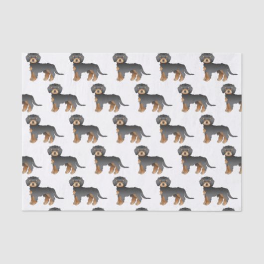Black & Tan Mini Goldendoodle Cartoon Dog Muster Seidenpapier (Vorderseite)