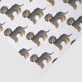 Black & Tan Mini Goldendoodle Cartoon Dog Muster Seidenpapier (Ausschnitt)