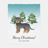 Black & Tan Mini Goldendoodle Dog - Winterwald Fleecedecke (Vorderseite)
