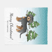 Black & Tan Mini Goldendoodle Dog - Winterwald Fleecedecke (Vorderseite (Horizontal))