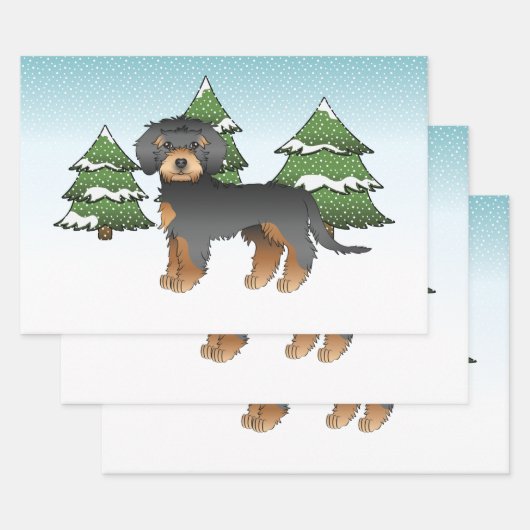Black & Tan Mini Goldendoodle Dog - Winterwald Geschenkpapier Set (Set)