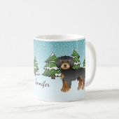 Black & Tan Mini Goldendoodle Dog - Winterwald Kaffeetasse (VorderseiteRechts)