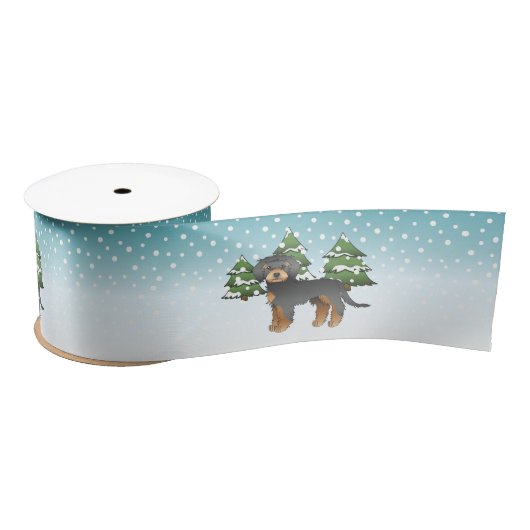 Black & Tan Mini Goldendoodle Dog - Winterwald Satinband (Spule)