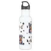 Black Tan Rottweiler Dog Pawprint Edelstahlflasche (Rückseite)