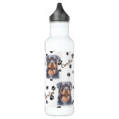Black Tan Rottweiler Dog Pawprint Edelstahlflasche (Links)