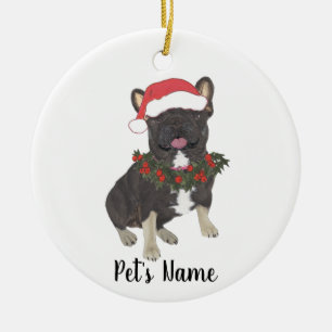 Black & Tan Tricolor Frenchie Weihnachten Keramik Ornament