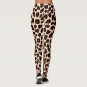 Black Tan White Safari Leopard Skin Pattern Print Leggings (Rückseite)