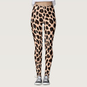 Black Tan White Safari Leopard Skin Pattern Print Leggings (Vorderseite)