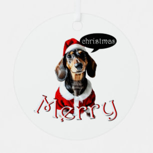 Black Tandan Modachshund Hund Gesicht Santa Dackel Ornament Aus Metall